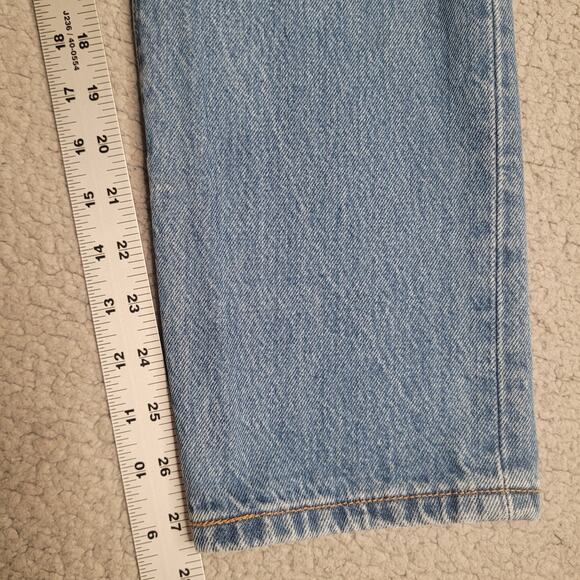Levi's 501 Jeans Womens 32x27 Blue Denim Button Fly Mid Rise Tapered Distressed - Picture 9 of 9